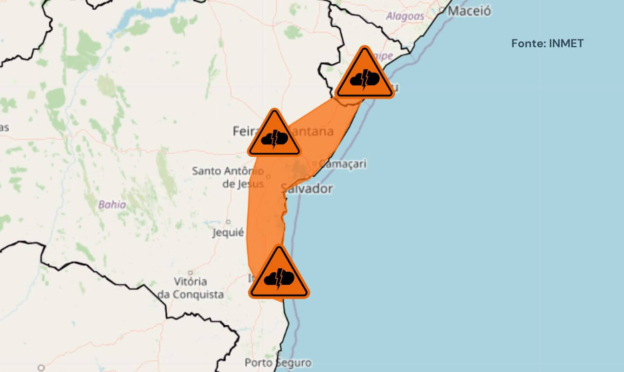 Alerta laranja para acumulado significativos de chuva na Bahia e ...